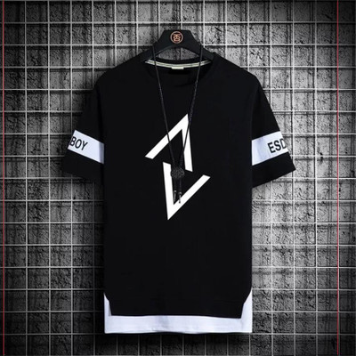Printed Men Black, White T-Shirt