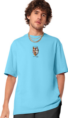 FIONAA TRENDZ Printed Men Round Neck Blue T-Shirt
