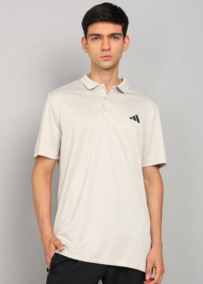 ADIDAS Self Design Men Polo Neck Grey T-Shirt