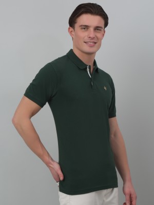 CANTABIL Solid Men Polo Neck Green T-Shirt