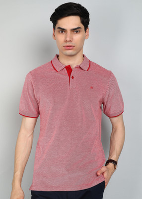 Raymond Solid Men Polo Neck Red T-Shirt