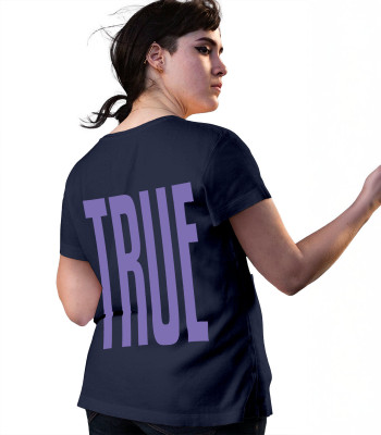 Fighterhero Printed Women Round Neck Navy Blue T-Shirt