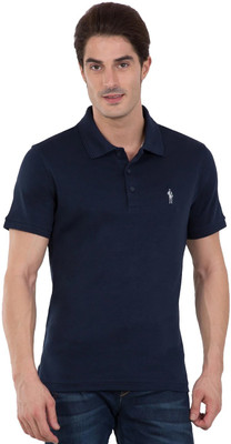 JOCKEY Solid Men Polo Neck Dark Blue T-Shirt