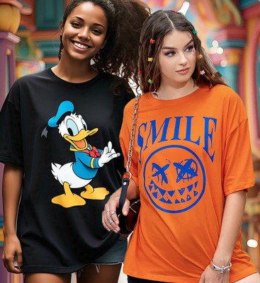 DreamBe Printed Women Round Neck Multicolor T-Shirt