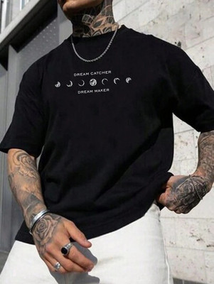 requin Printed, Typography Men Round Neck Black T-Shirt