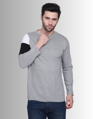 METRONAUT Colorblock Men Round Neck Grey T-Shirt