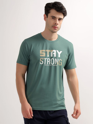 CANTABIL Printed Men Round Neck Green T-Shirt