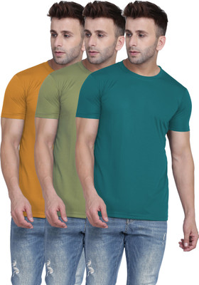 TQH Solid Men Round Neck Multicolor T-Shirt