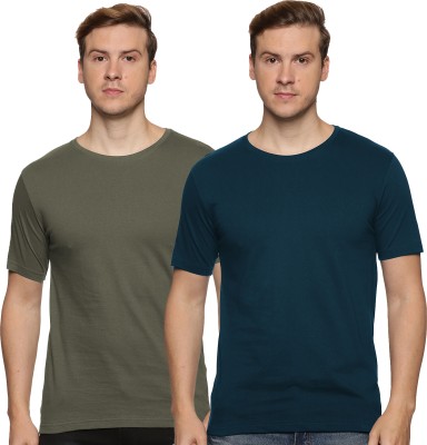 ADRO Solid Men Round Neck Dark Blue T-Shirt