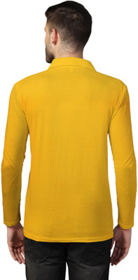 GEUM Printed Men Polo Neck Yellow T-Shirt
