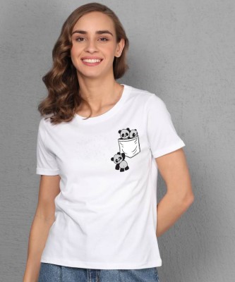 KIDDY STAR Graphic Print Women Round Neck White T-Shirt