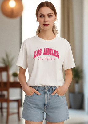 Elvia Typography Women Round Neck White T-Shirt