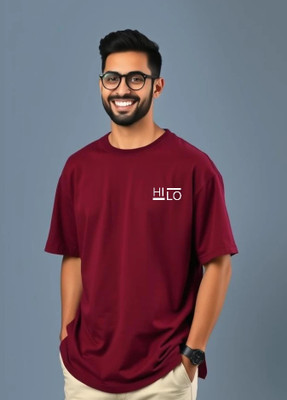 UrGear Printed Men Round Neck Maroon T-Shirt