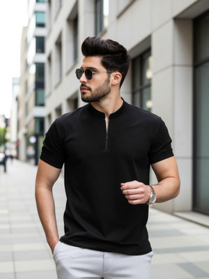 NVGARMENT Solid Men Black T-Shirt