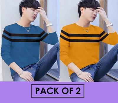 FARBOT Striped Men Round Neck Multicolor T-Shirt