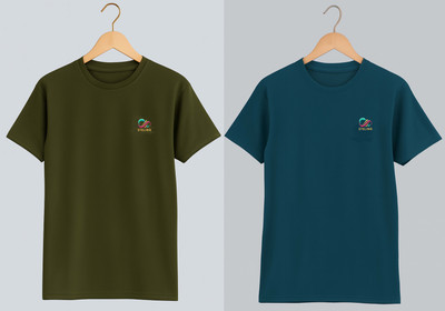 Stelino Self Design Men Round Neck Light Green, Dark Blue T-Shirt