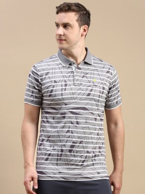 Classic Polo Striped Men Polo Neck Grey T-Shirt