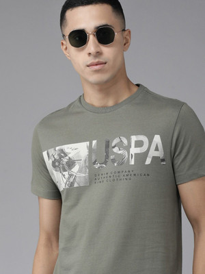 U.S. POLO ASSN. Solid Men Round Neck Green T-Shirt