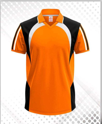 DIAMOND CLUSTER Colorblock Men Polo Neck Orange T-Shirt