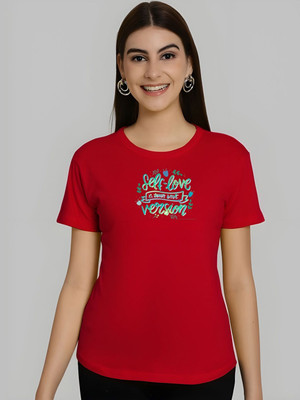 SZN Graphic Print Women Round Neck Red T-Shirt