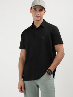 TOMMY HILFIGER Solid Men Polo Neck Black T-Shirt
