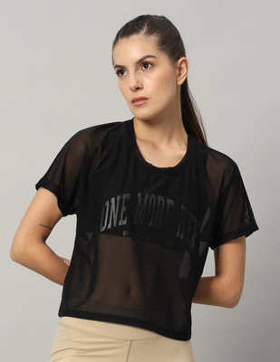 MKH Solid Women Round Neck Black T-Shirt