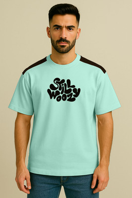 Culish Trend Printed Men Round Neck Light Blue T-Shirt