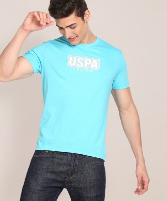 U.S. POLO ASSN. Typography Men Round Neck Blue T-Shirt