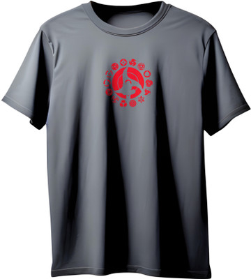 VIRAJ VINTAGE Printed Men Round Neck Grey T-Shirt