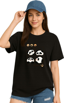 LuxeApe Printed Women Round Neck Multicolor T-Shirt