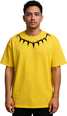 Buddy Collection Graphic Print Men Round Neck Yellow T-Shirt