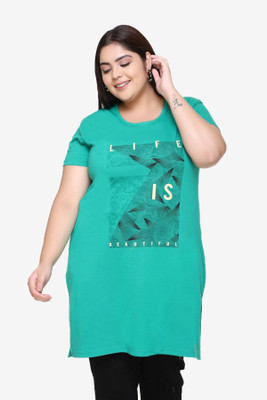 IN Love Printed Women Round Neck Green T-Shirt