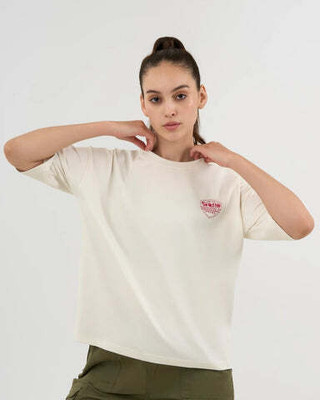 DCYPHR Printed Women Crew Neck White T-Shirt