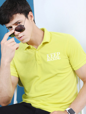 HIGHLANDER Printed Men Polo Neck Green T-Shirt