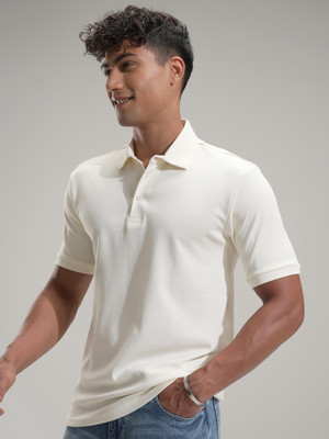 HIGHLANDER Solid Men Polo Neck White T-Shirt