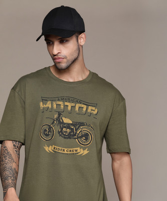 Roadster Printed, Typography Men Round Neck Green T-Shirt