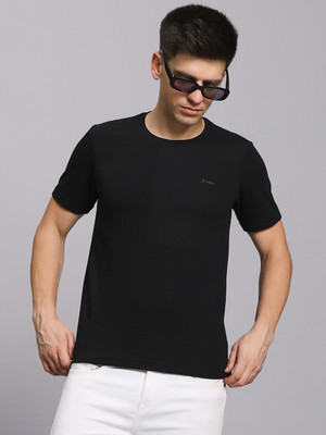 Scoller Solid Men Round Neck Black T-Shirt