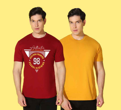 WOOSTRO Printed Men Round Neck Multicolor T-Shirt