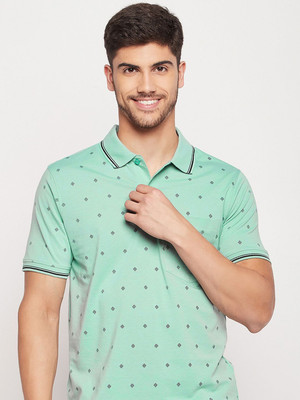 UNIBERRY Printed Men Polo Neck Light Green T-Shirt