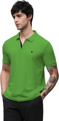 Klub Fox Solid Men Polo Neck Dark Green T-Shirt