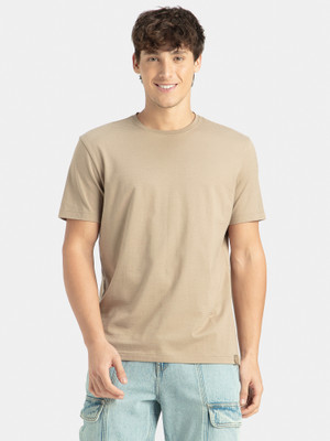 JOCKEY Solid Men Round Neck Beige T-Shirt