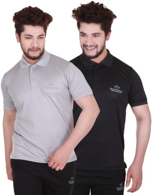 Kleren vastrnam Solid Men Polo Neck Black, Grey T-Shirt