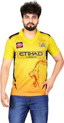 click n buy Superhero Men Cowl Neck Yellow T-Shirt