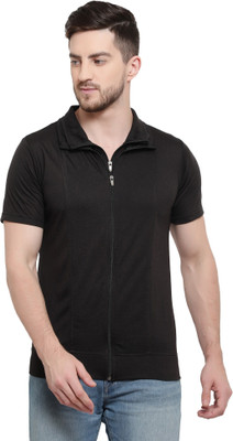 Adorbs Trend Solid Men Polo Neck White T-Shirt