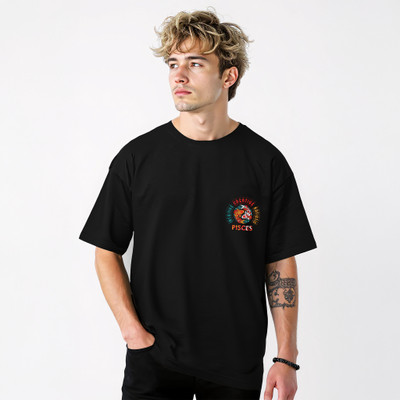 Librone Printed Men Round Neck Black T-Shirt