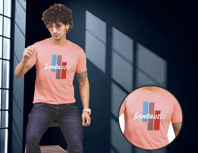 Sanjeev Enterprise Striped, Typography Men Round Neck Pink T-Shirt