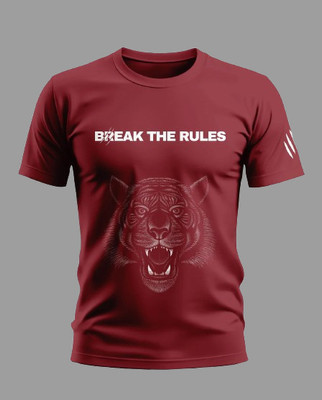 Warriorworld Printed Men Round Neck Maroon T-Shirt