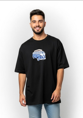 UrGear Printed Men Round Neck Black T-Shirt