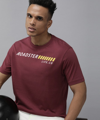 Roadster Graphic Print Men Round Neck Red T-Shirt