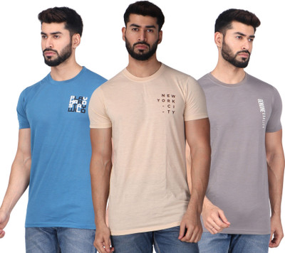 WILD ELEPHANT Printed Men Round Neck Multicolor T-Shirt